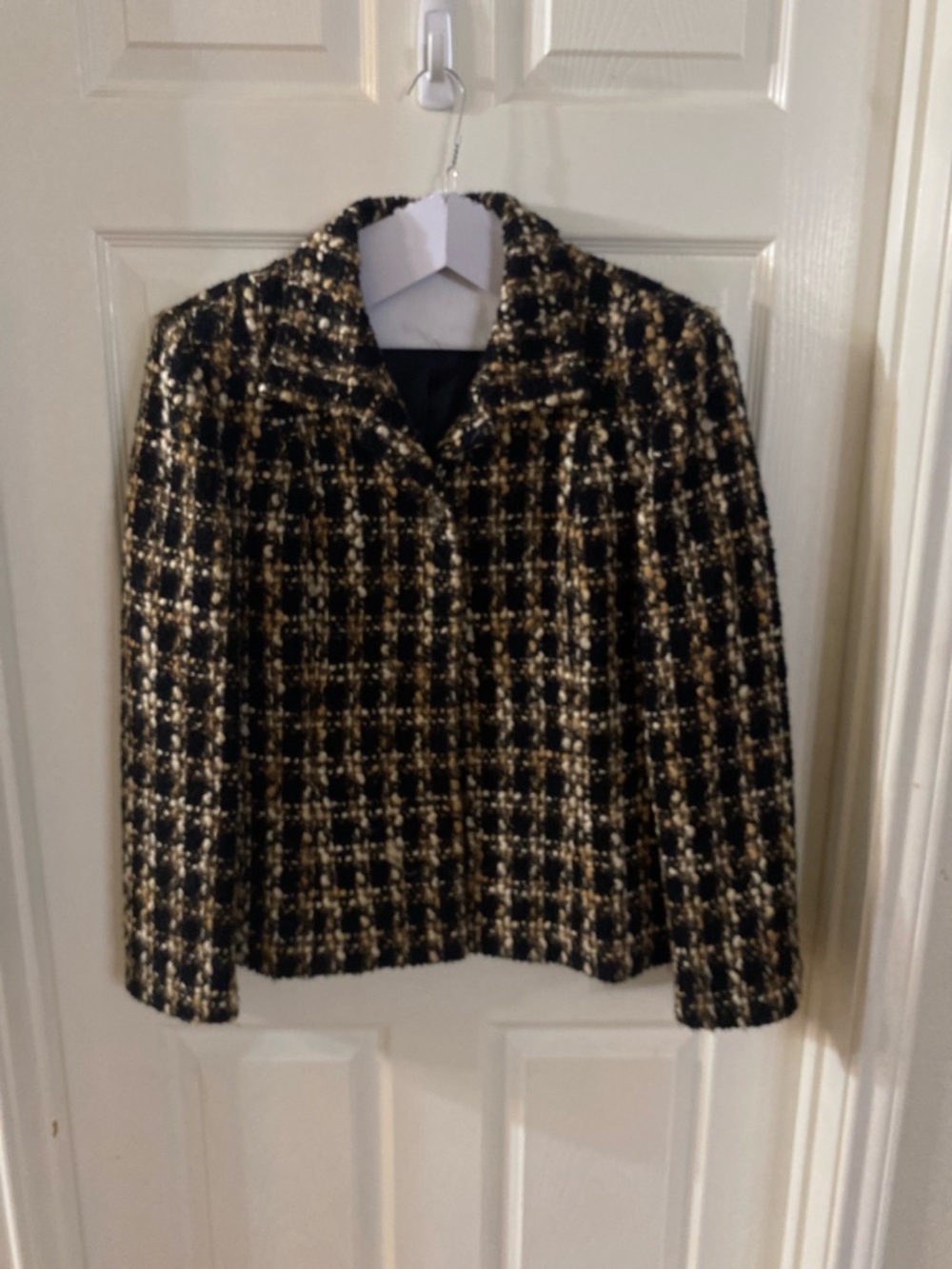 Talbots Black and Gold Tweed Blazer